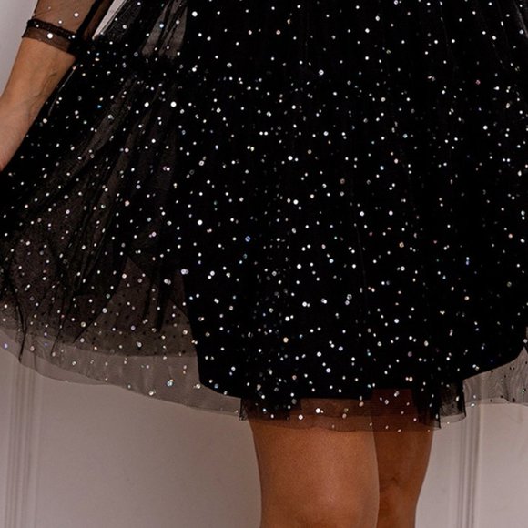Cutout Mock Neck Mesh Dress main image 1